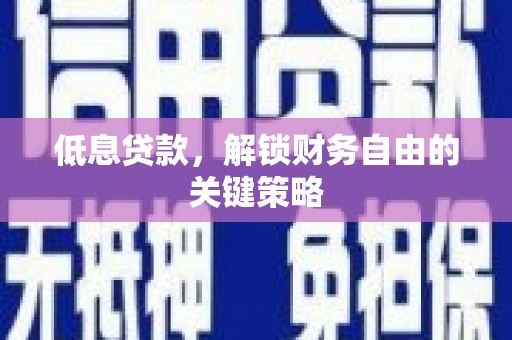 驻马店低息贷款，解锁财务自由的关键策略