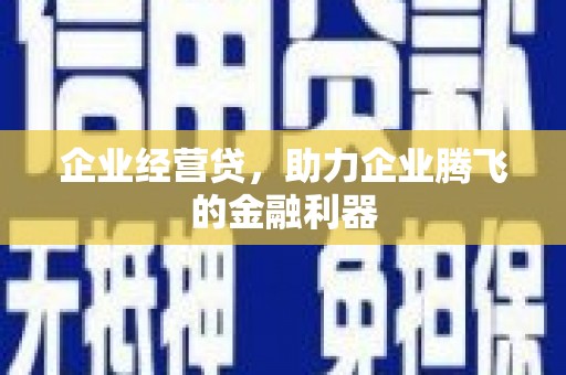 驻马店企业经营贷，助力企业腾飞的金融利器