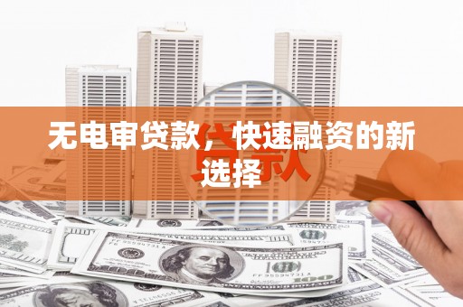 驻马店无电审贷款，快速融资的新选择