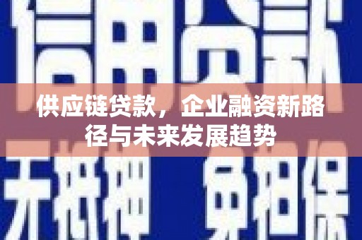 驻马店供应链贷款，企业融资新路径与未来发展趋势