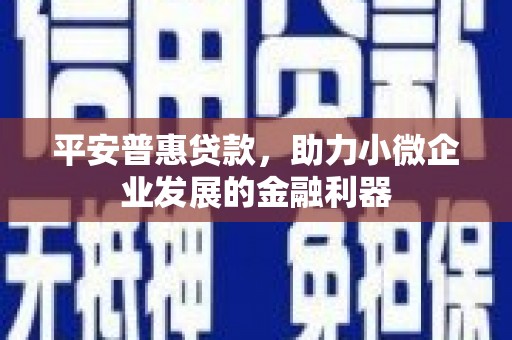 驻马店平安普惠贷款，助力小微企业发展的金融利器