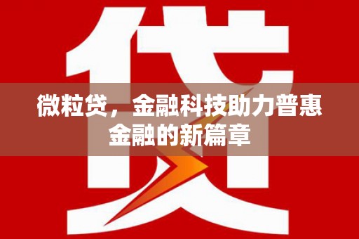 驻马店微粒贷，金融科技助力普惠金融的新篇章