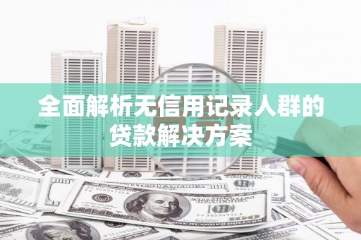驻马店全面解析无信用记录人群的贷款解决方案
